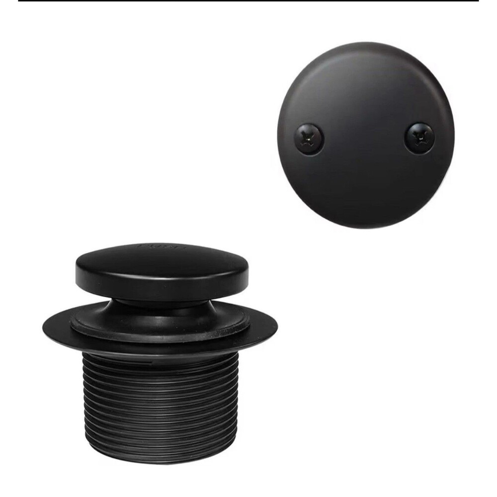 2x Westbrass R93-2-62 1-1/2" Coarse Thread Tip-Toe Bathtub Drain Trim MatteBlack